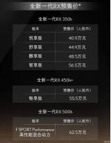 全新雷克薩斯RX將以40.9-62.5萬(wàn)開啟預(yù)售